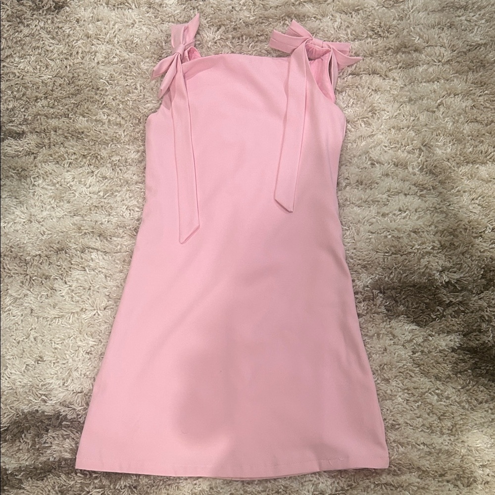 SHEIN Pink Tie-Shoulder Mini Dress